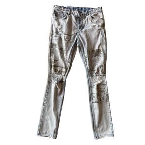 Ksubi Slim Fit 34x34 Comic Strip Light Wash Designer Streetwear Jeans
